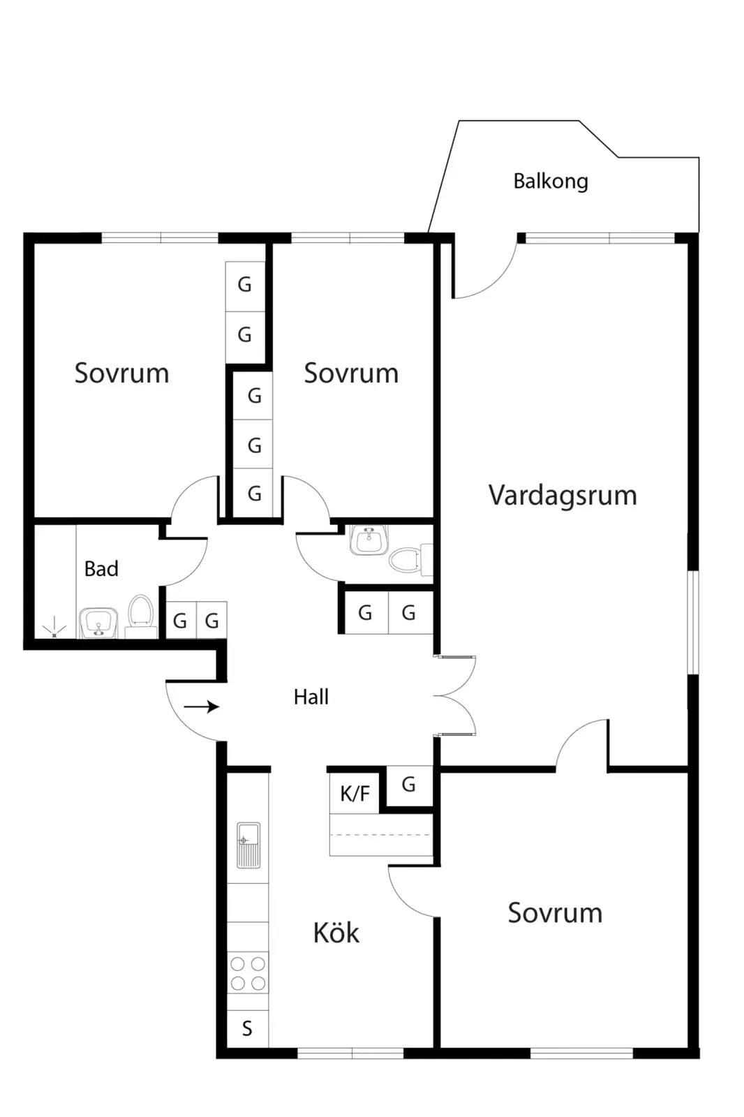 Floor plan for Ölmevägen 30