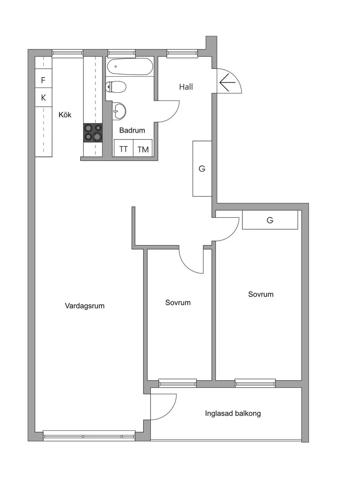 Floor plan for Kvällsvägen 8
