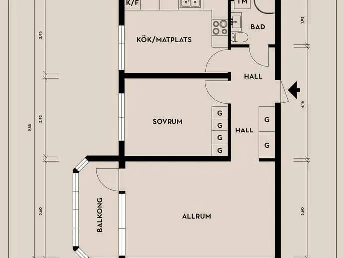 Floor plan for Marklandsgatan 71