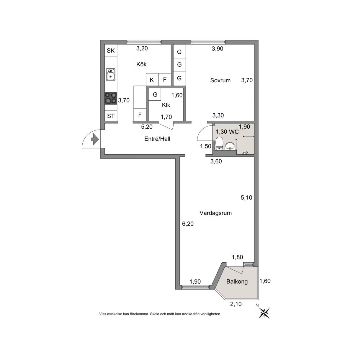 Floor plan for Kaflegatan 3B