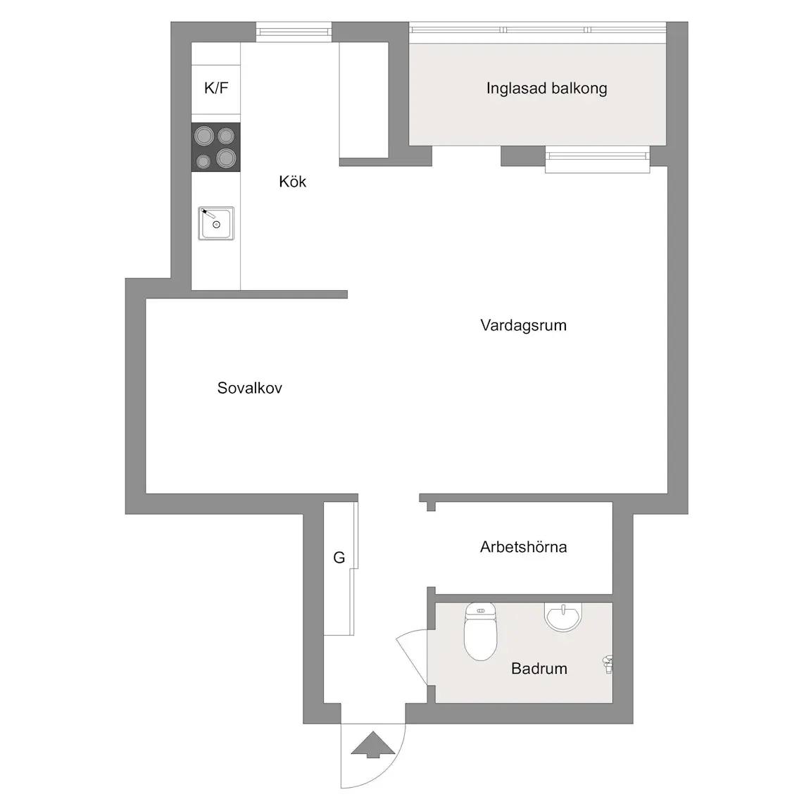 Planritning för Gröndalsvägen 1, 3 tr