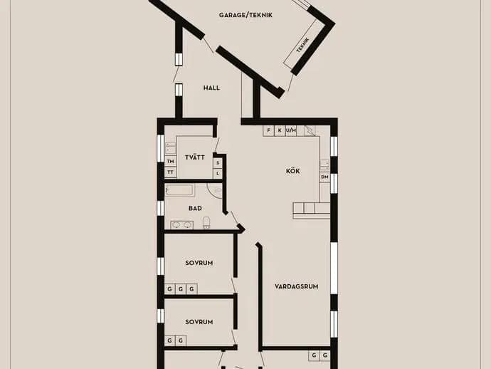 Floor plan for Haspelvägen 3