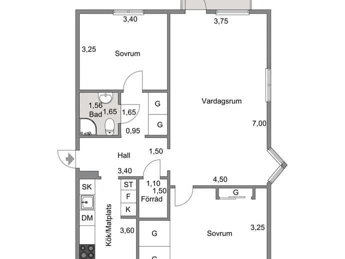 Planritning för Carlavägen 33A