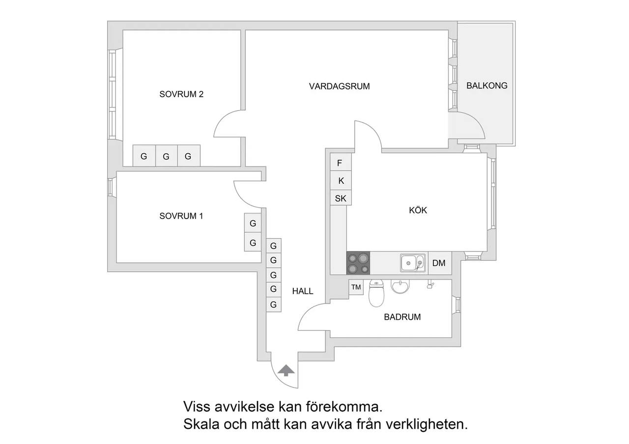Planritning för Vinggatan 18, 3tr