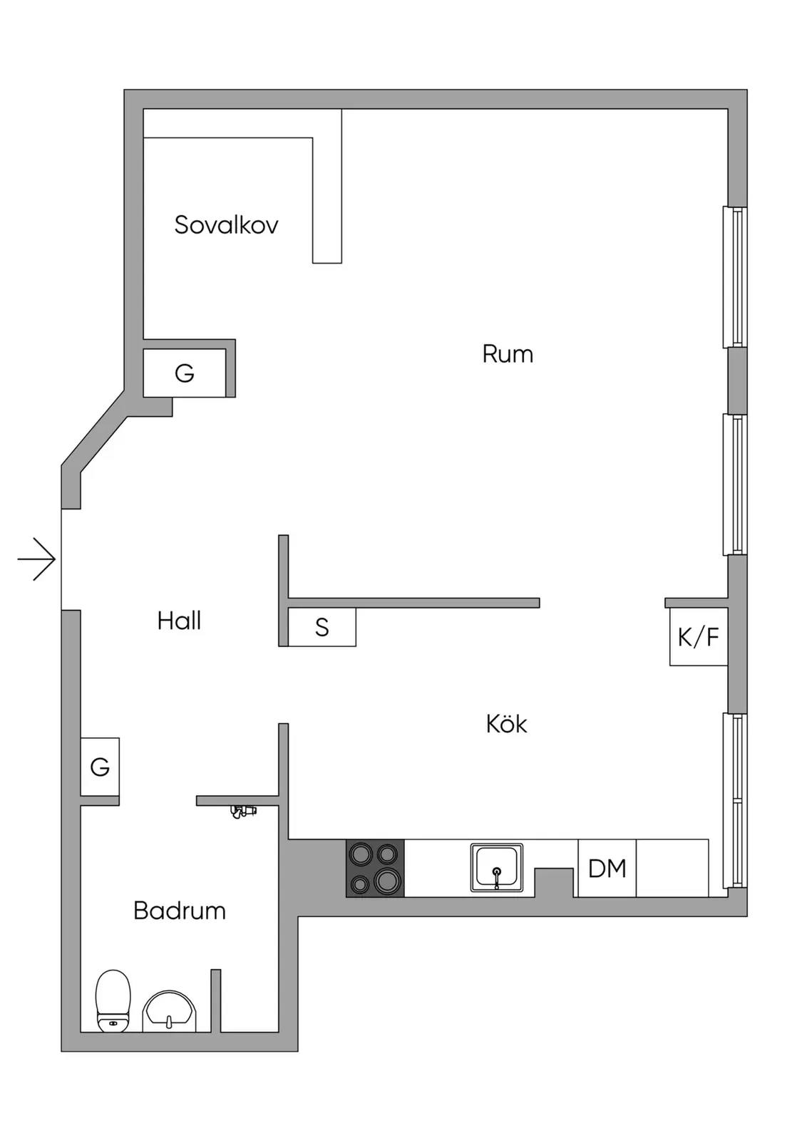 Floor plan for Erstagatan 7, 5tr