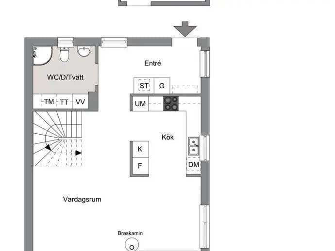 Planritning för Fjätursvägen 10B