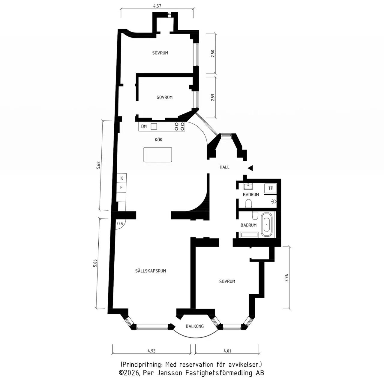Floor plan for Styrmansgatan 19, 3 tr