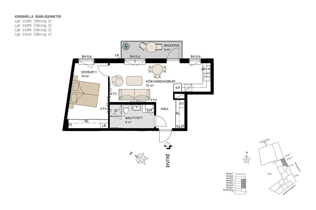Floor plan for Hansagatan 7