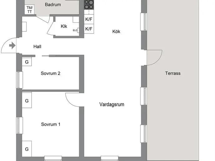 Planritning för Vinlandsvägen 6A