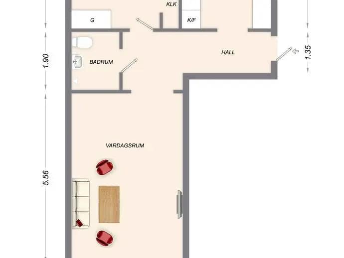 Planritning för Lappgatan 7 B