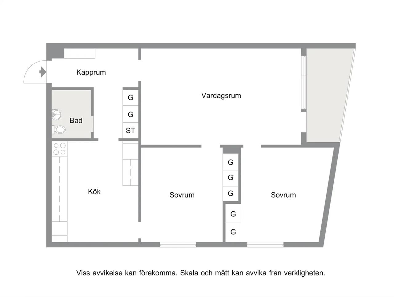 Floor plan for Eriksdalsgatan 3B
