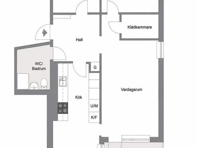 Planritning för Säbytorgsvägen 8A, 3tr