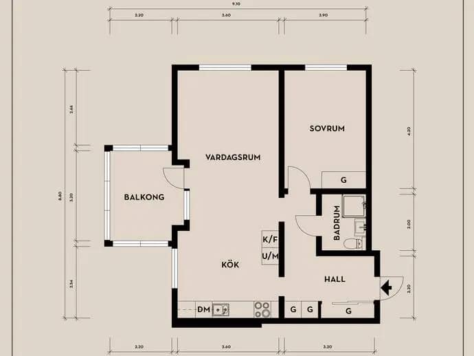 Floor plan for Gitarrgatan 1