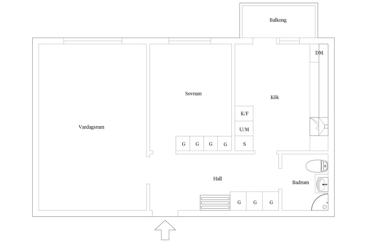 Planritning för Eriksdalsgatan 3B