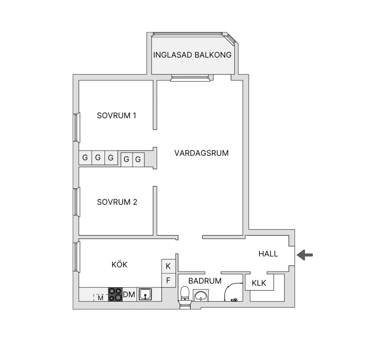 Floor plan for Hallegatan 15
