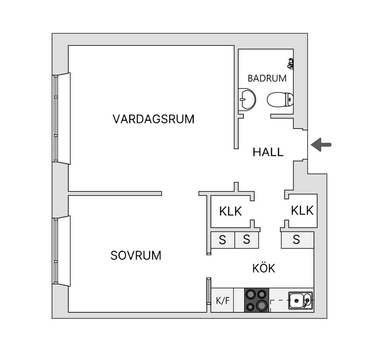 Planritning för Lundagatan 36D