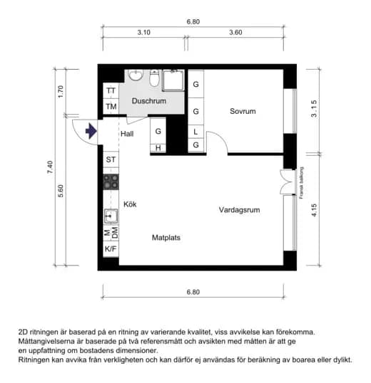 Floor plan for Telegrafvägen 40