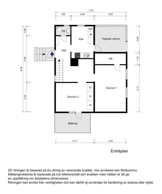 Floor plan for Fasanvägen 23B