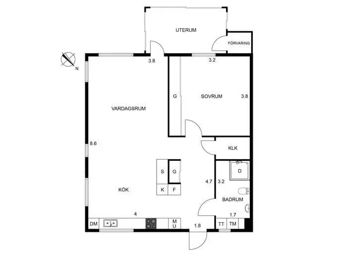 Floor plan for Sjöbodsvägen 24b