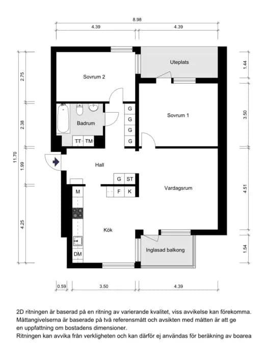 Planritning för Margreteborgsvägen 10