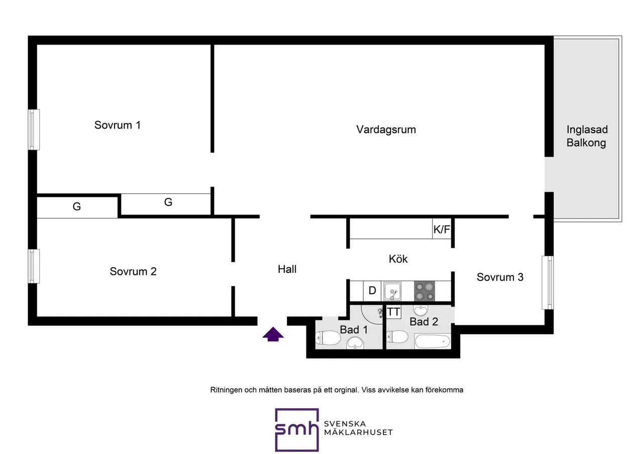 Floor plan for Gymnasistgatan 3B