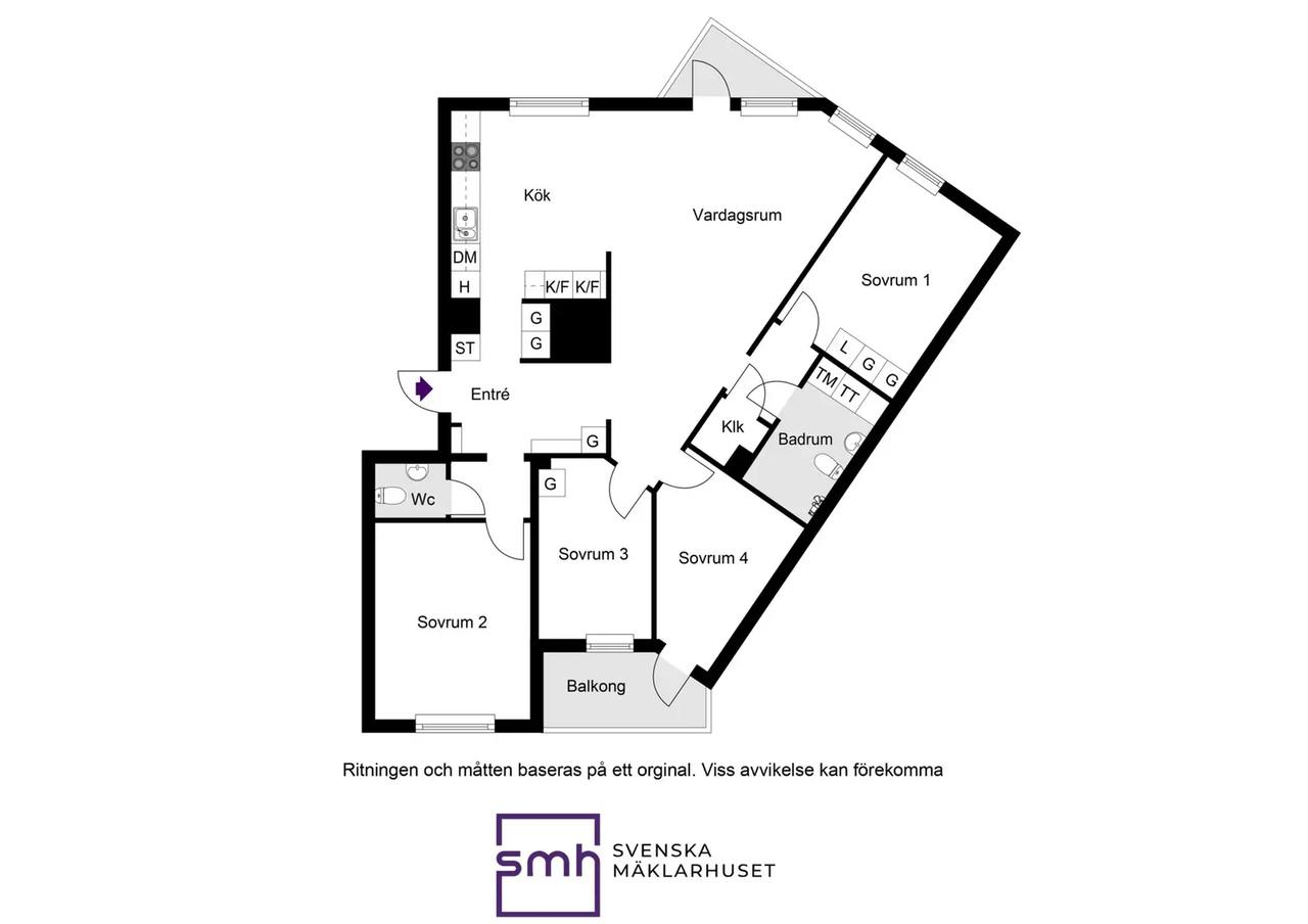 Planritning för Emils gata 11, 5tr.