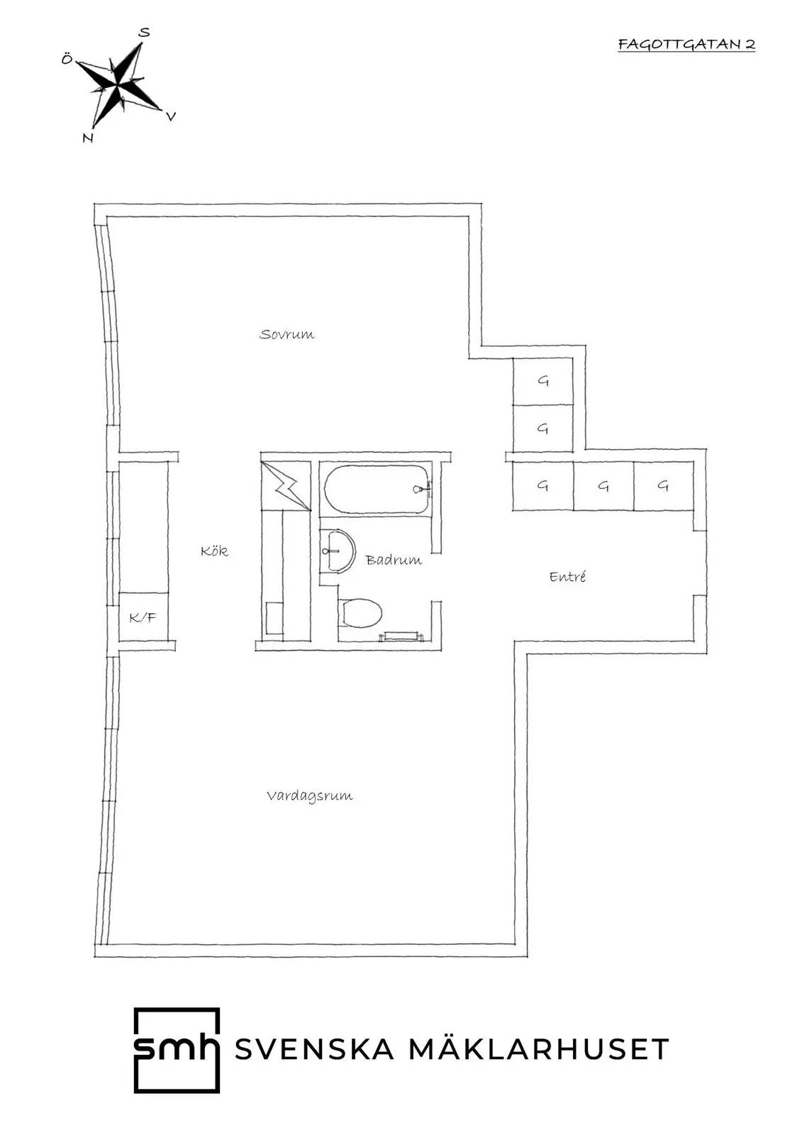 Floor plan for Fagottgatan 2