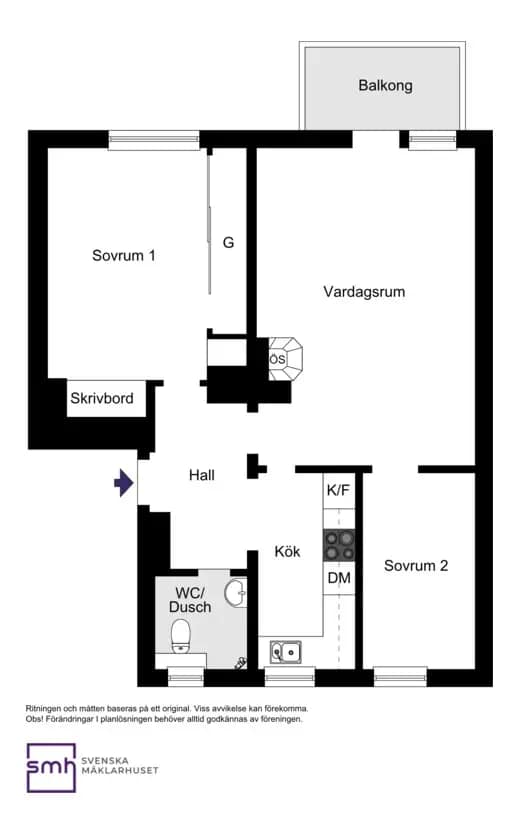 Planritning för Hallebergsvägen 20