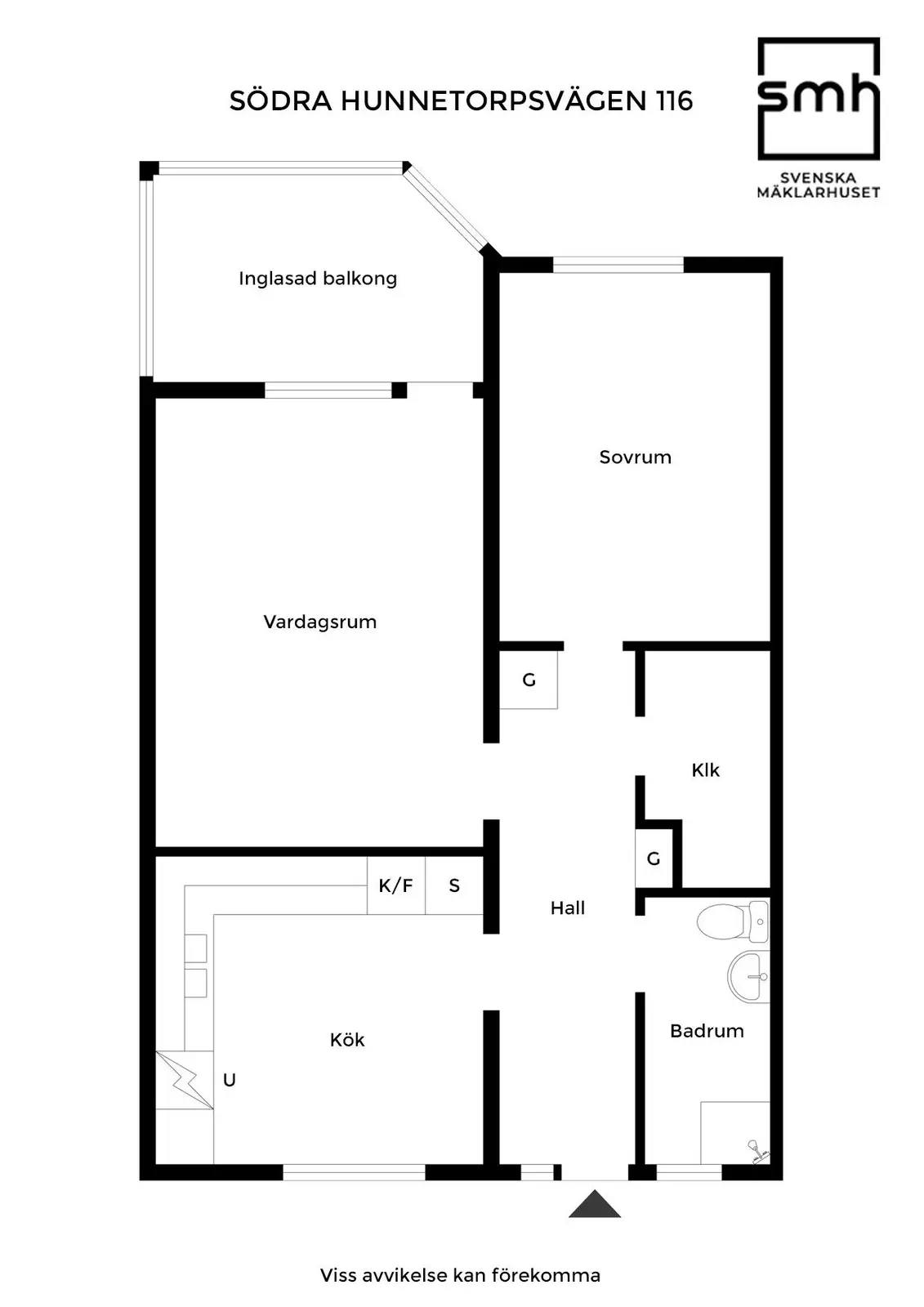 Planritning för Södra Hunnetorpsvägen 116