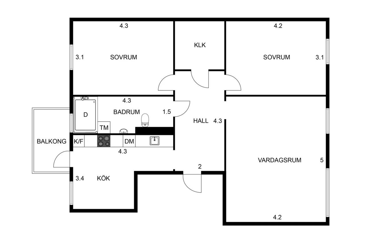 Floor plan for Bokgatan 36