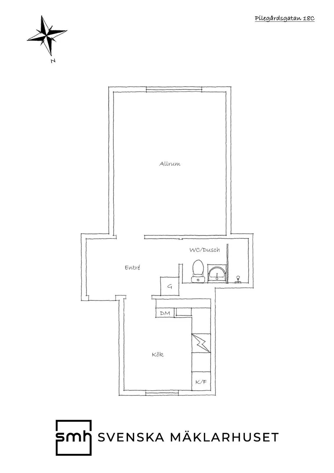 Floor plan for Pilegårdsgatan 18C