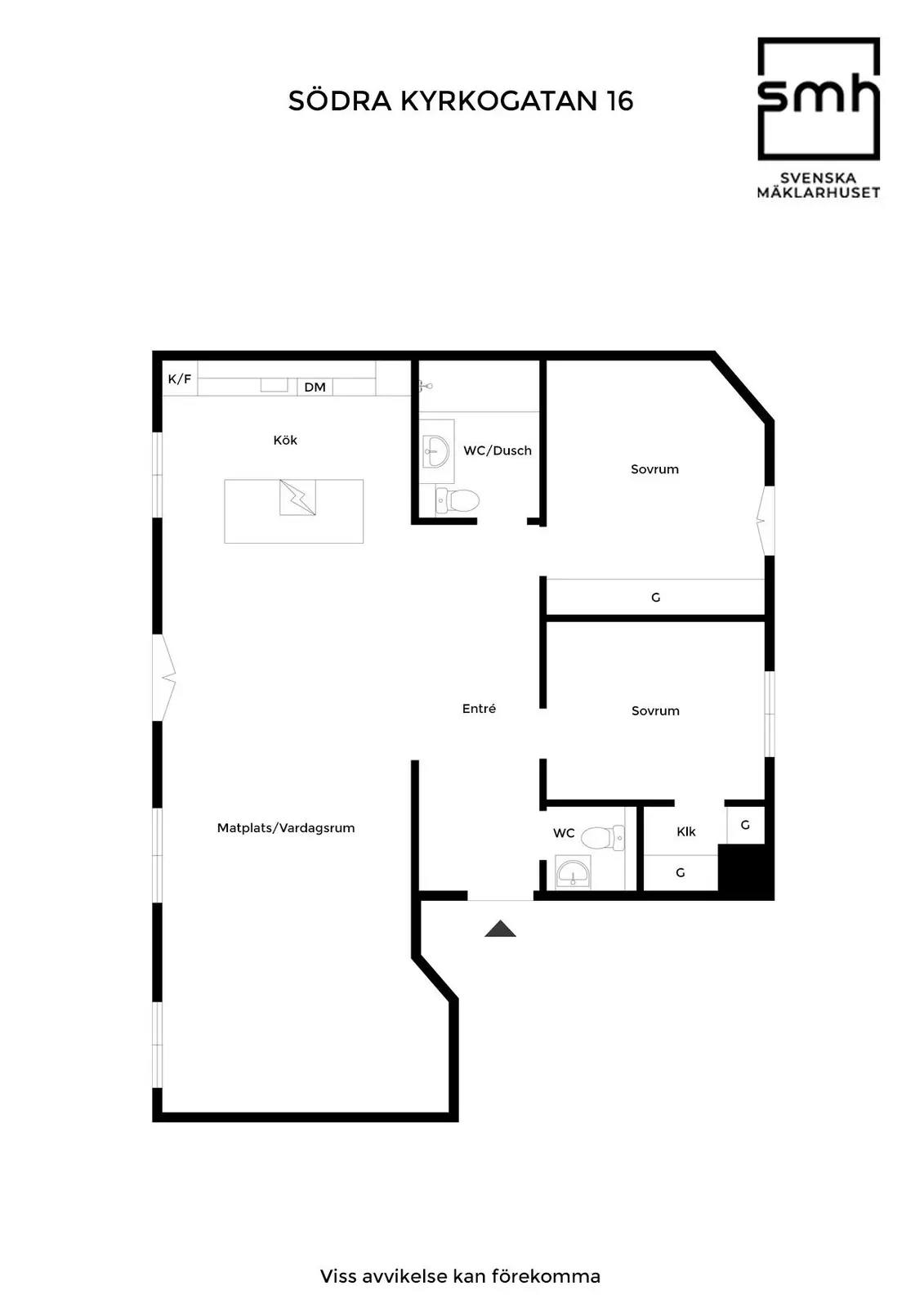 Planritning för Södra Kyrkogatan 16