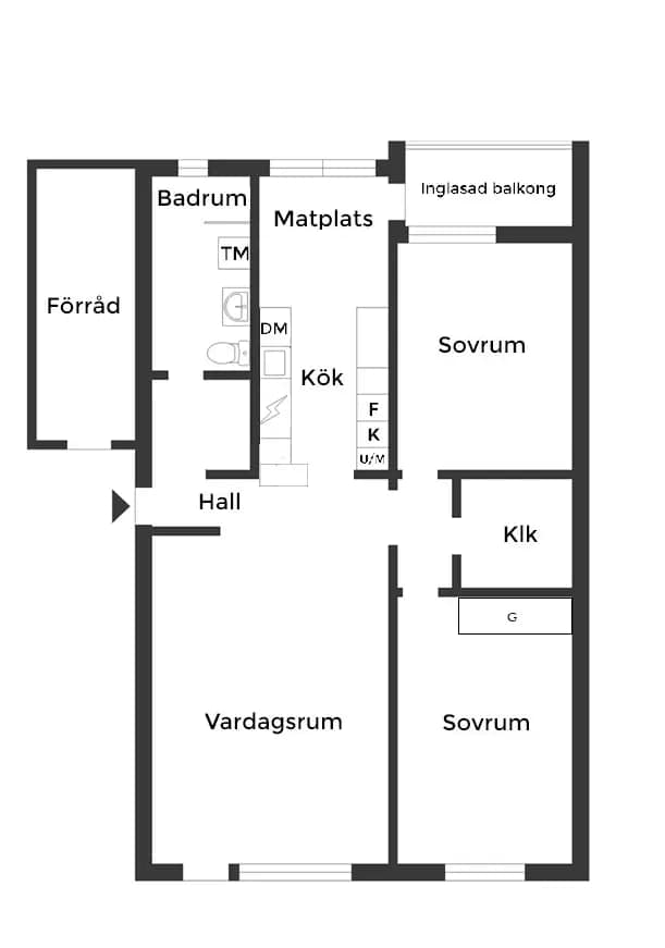 Floor plan for Löpargatan 8A