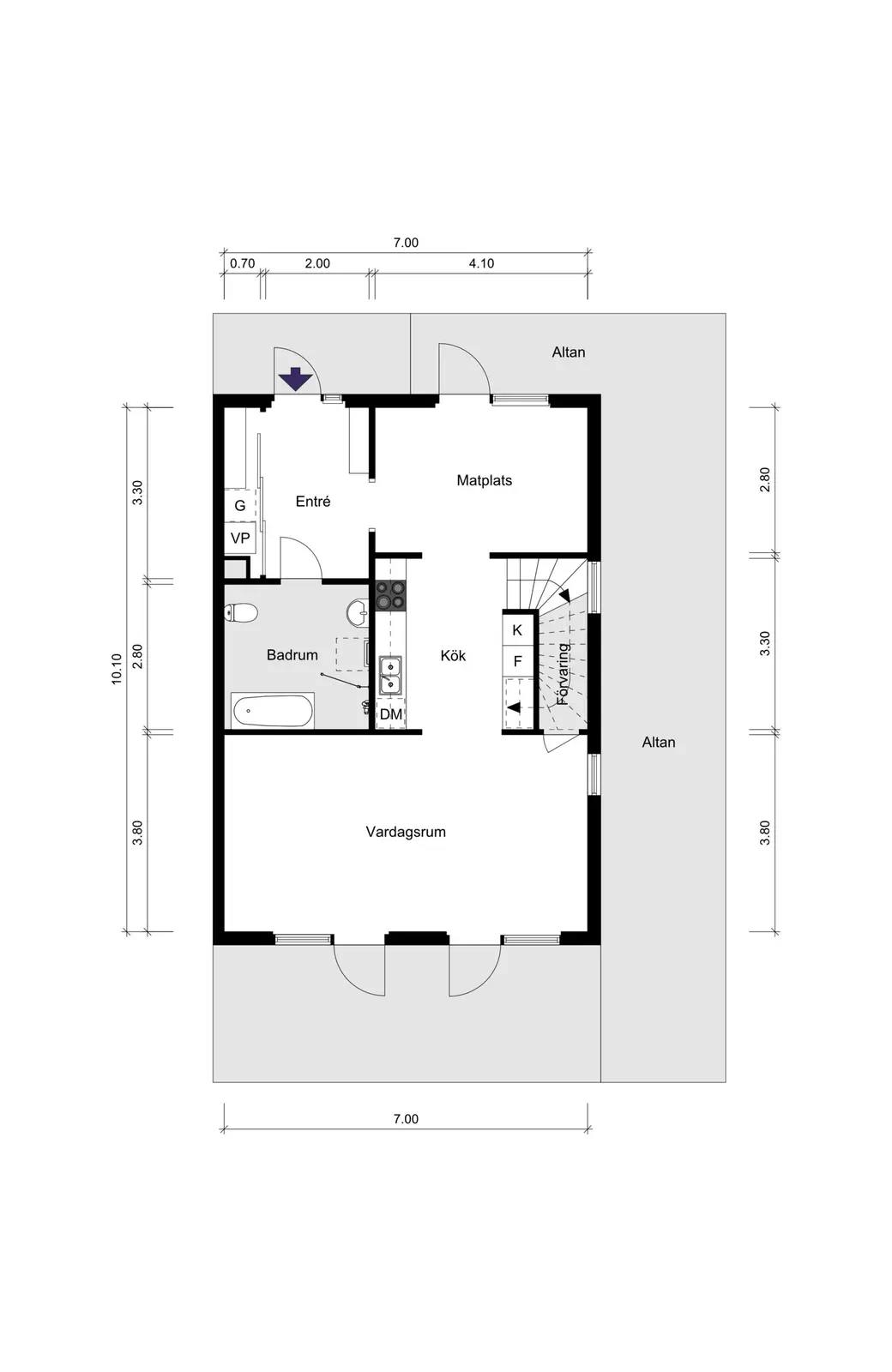 Floor plan for Åbroddsvägen 5H