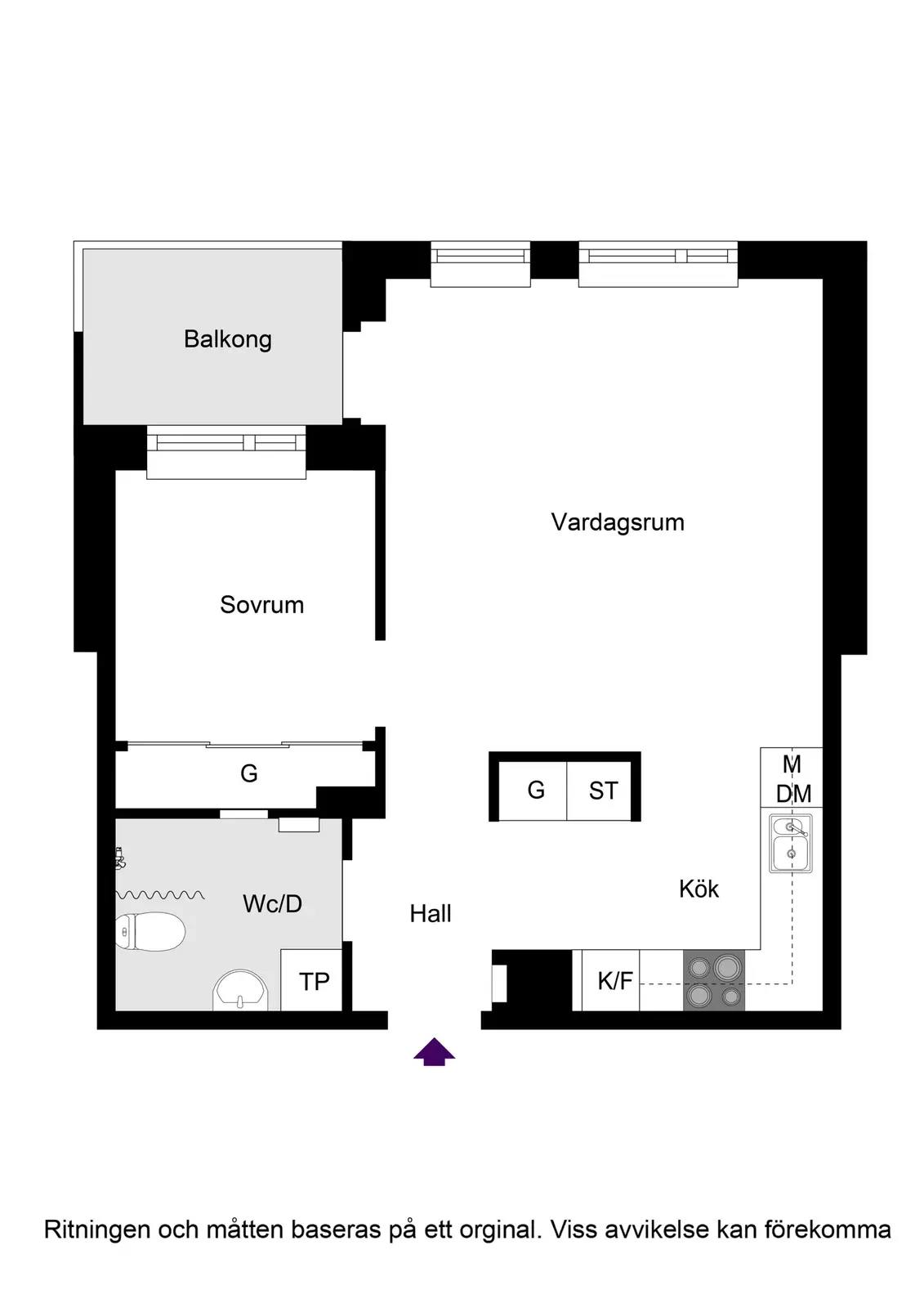 Floor plan for Källtorpsvägen 13, vån 4/4