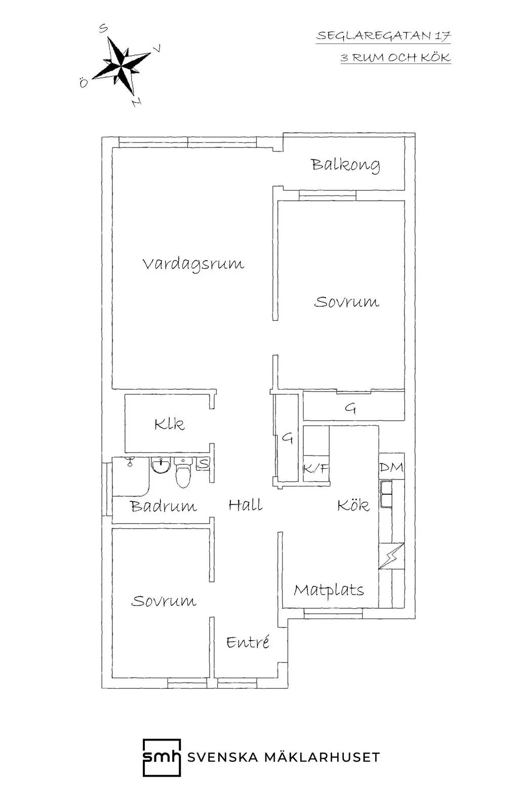 Floor plan for Seglaregatan 17