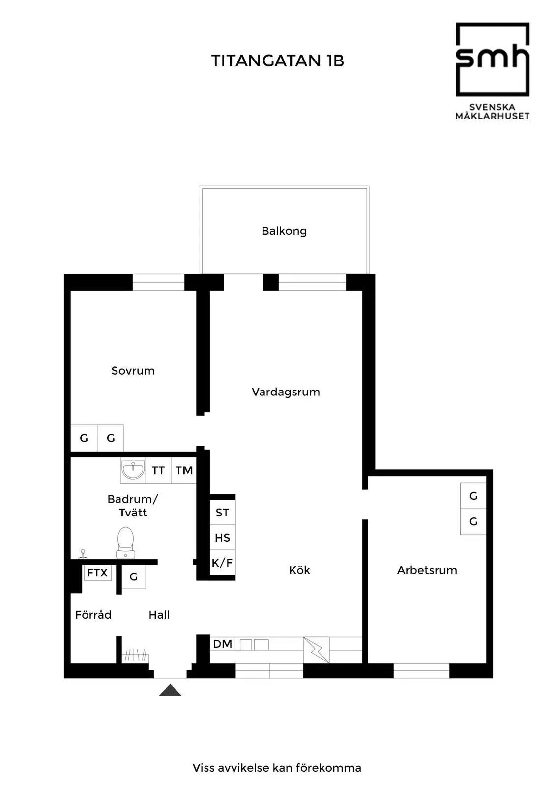 Planritning för Titangatan 1B