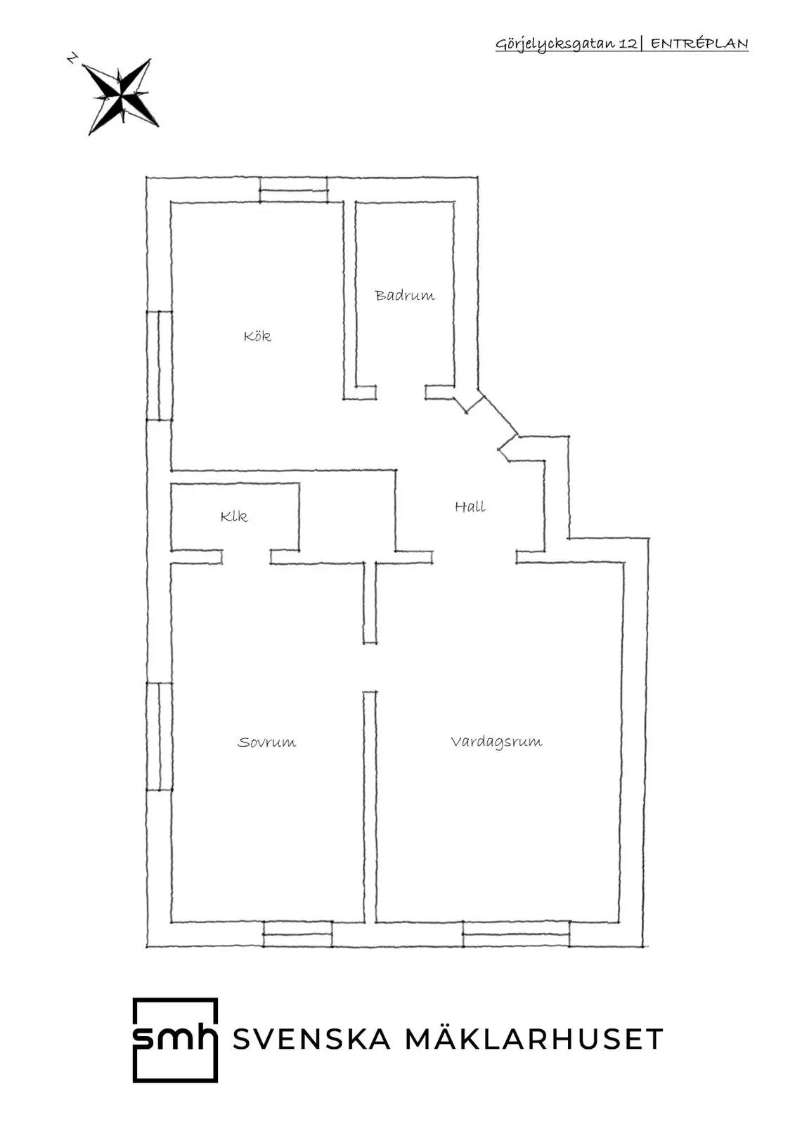 Planritning för Görjelycksgatan 12
