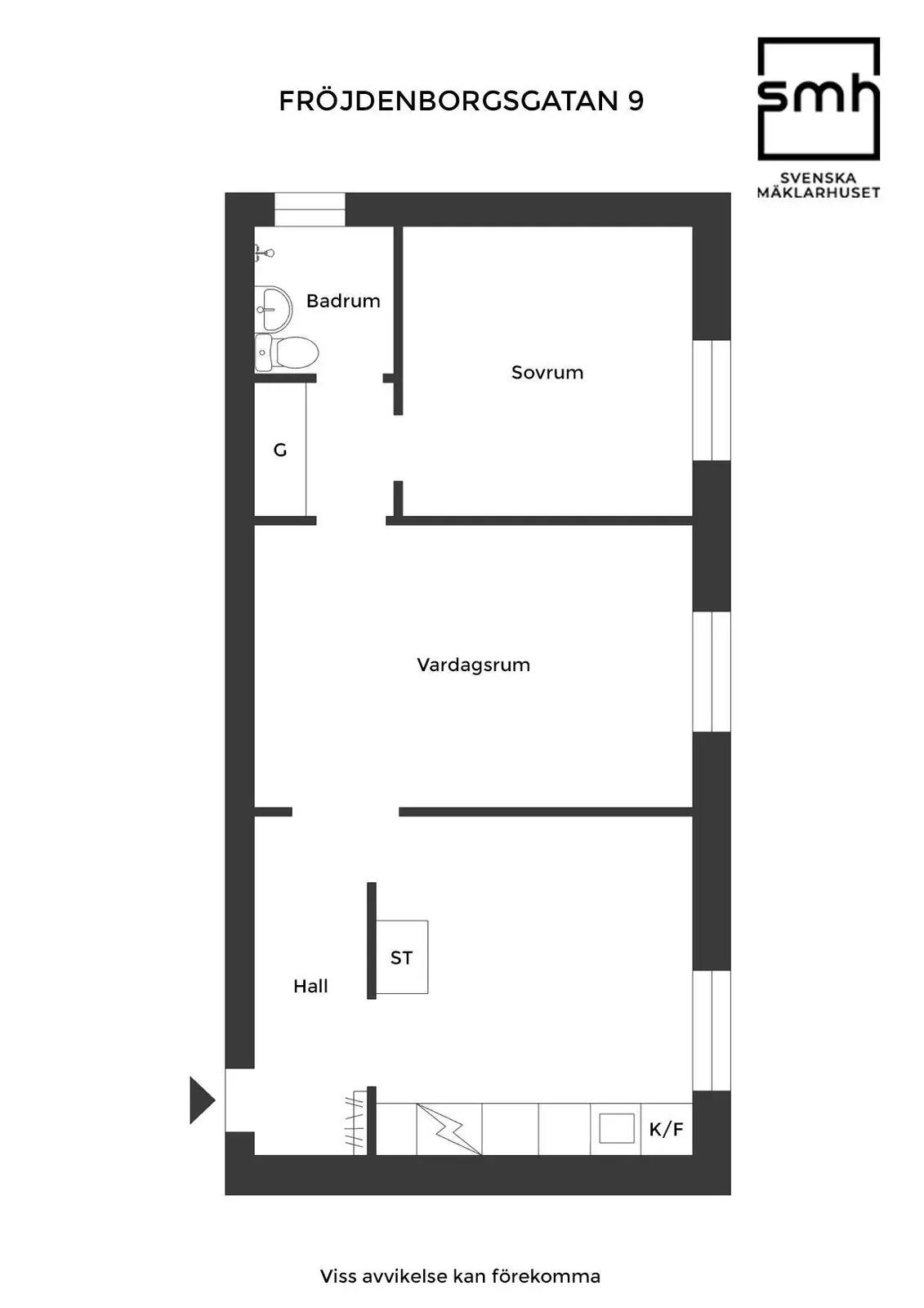 Planritning för Fröjdenborgsgatan 9