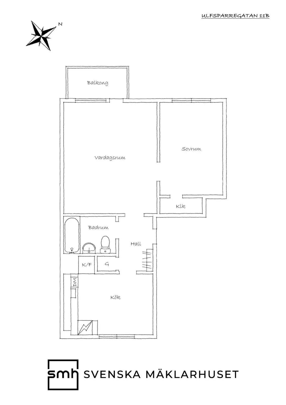 Floor plan for Ulfsparregatan 11B