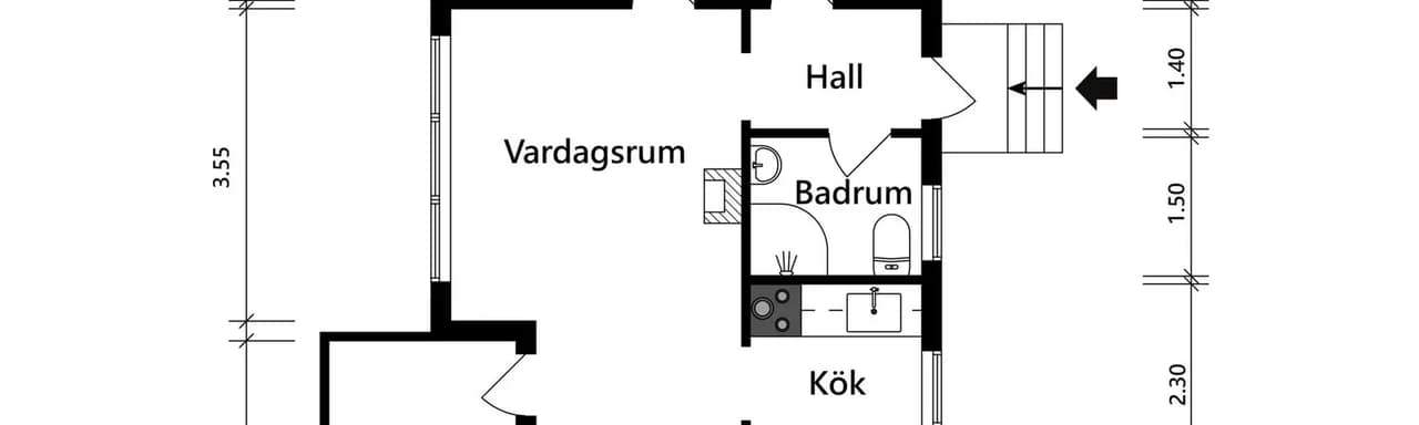 Planritning för Bergums uppegårdsväg 22