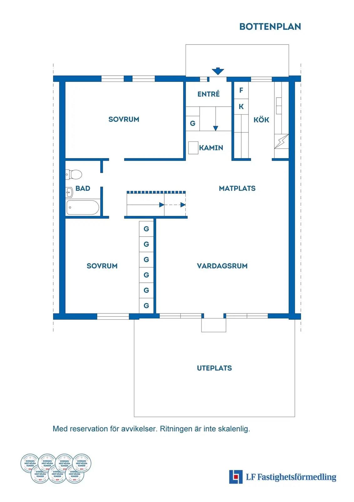 Floor plan for Skiljevägen 12C