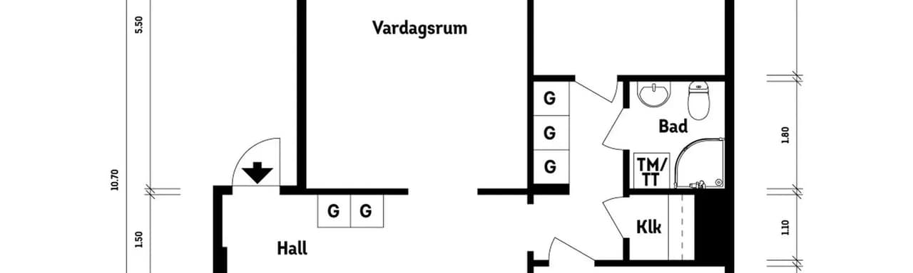 Planritning för Hagåkersgatan 14C