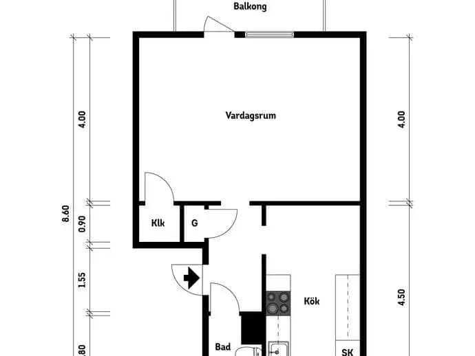 Floor plan for Ryttaregatan 8E