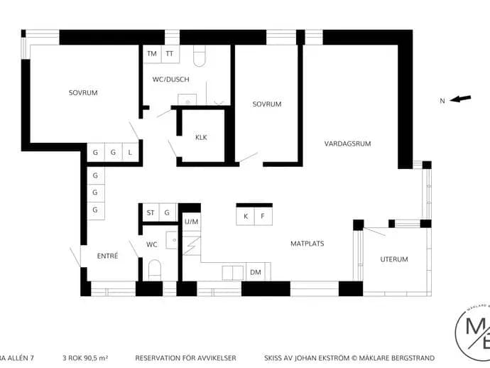 Floor plan for Södra allén 7