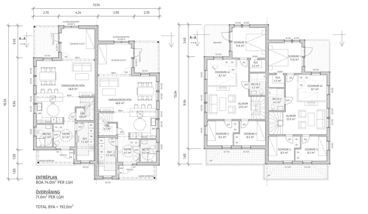 Planritning för Gatersered sörgård 12A