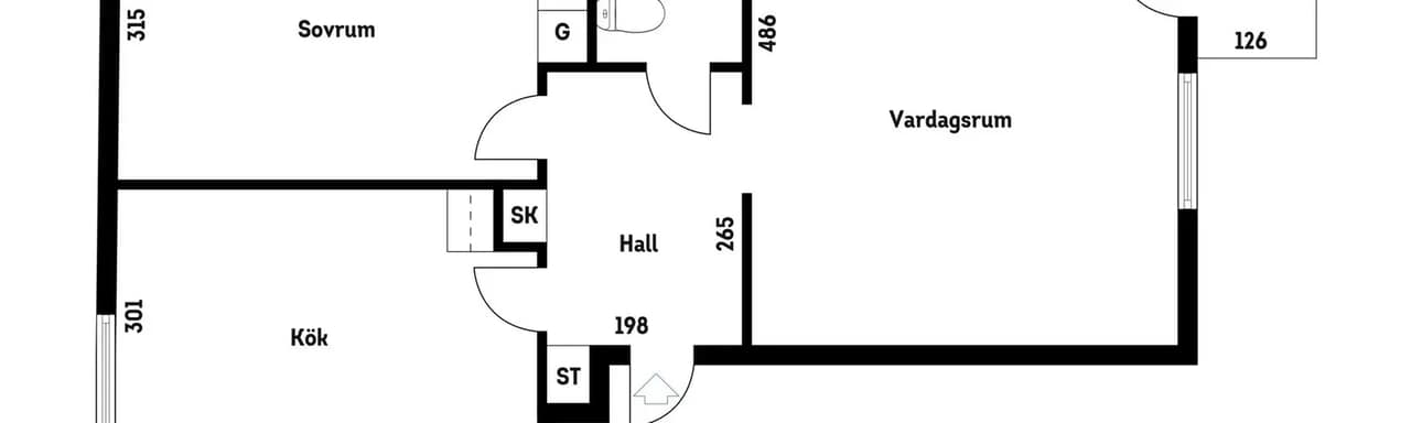 Planritning för Bordsvägen 66