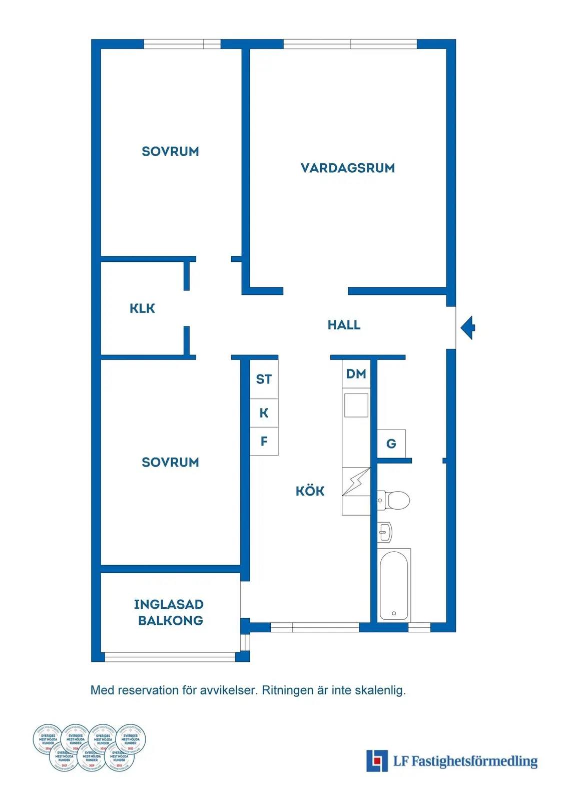 Floor plan for Lasarettsgatan 45C