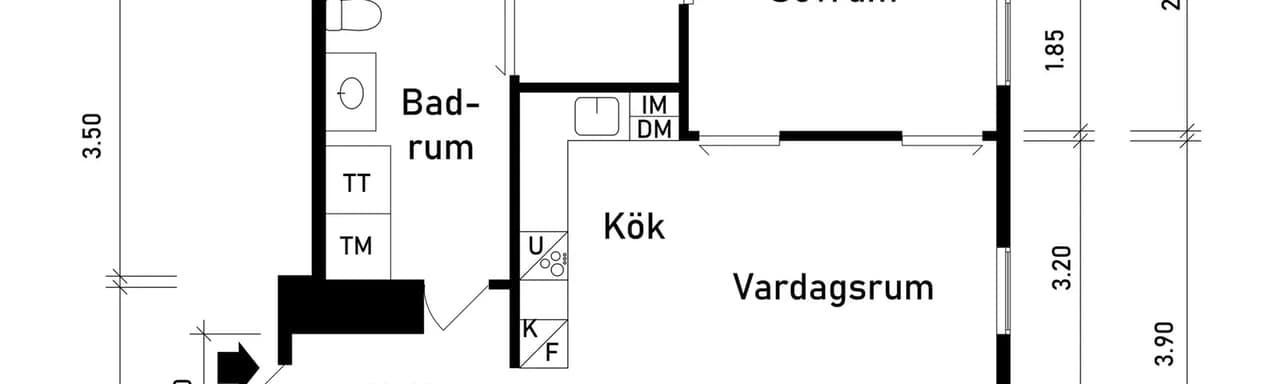 Floor plan for Lodjursstråket 1 (Karlatornet vån 28 söderläge)
