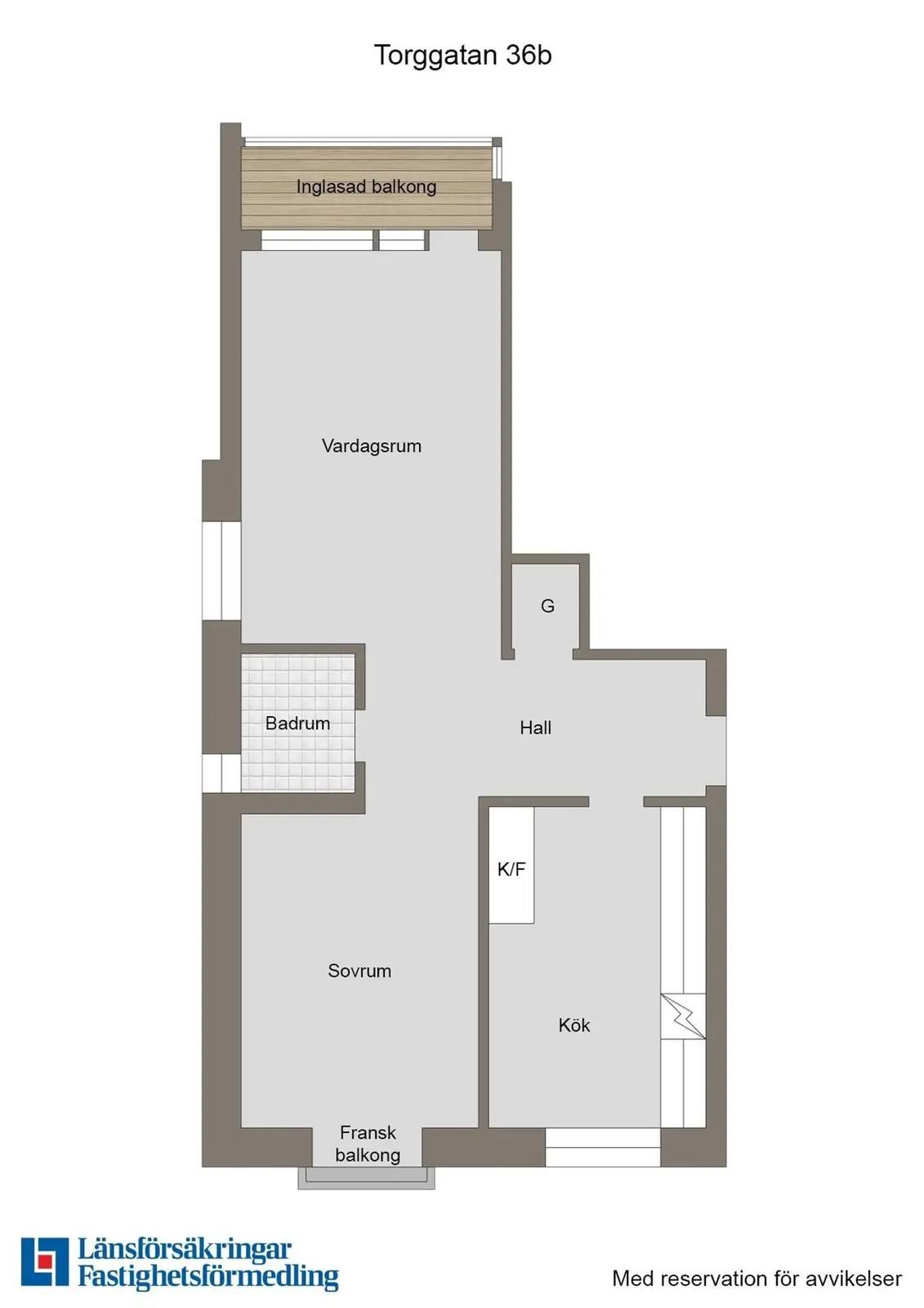 Floor plan for Torggatan 36B